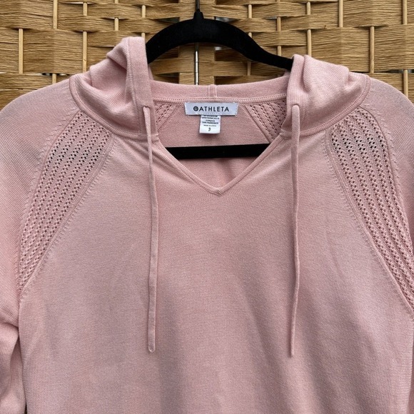 Athleta Evergreen Pullover Hoodie Sweater Pink Women's Small (Petite) - Picture 2 of 8